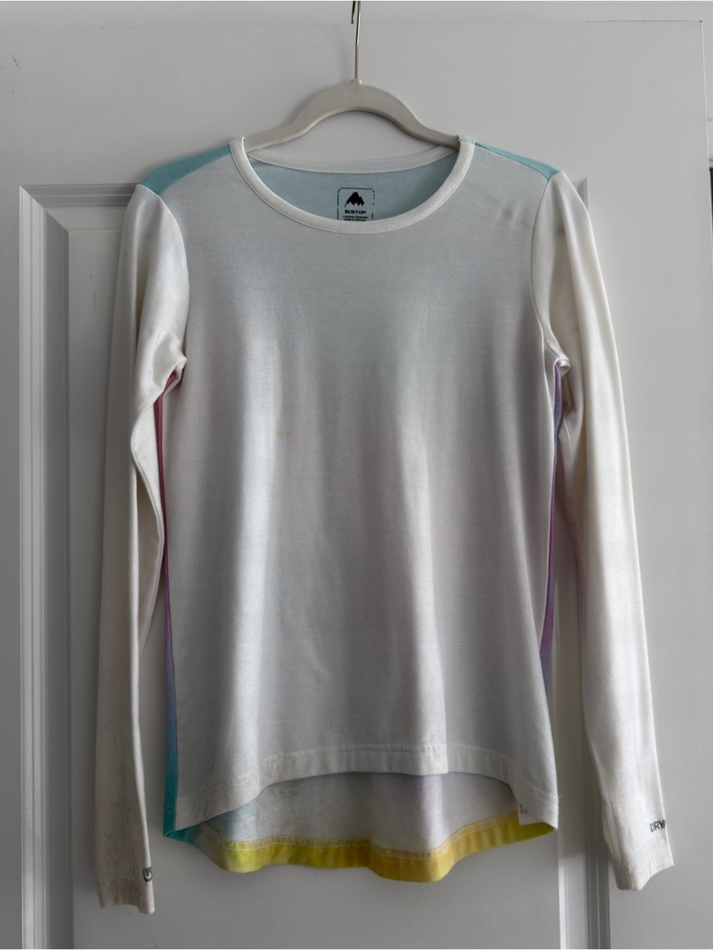 Burton Dryride White long sleeve tee with tie dye back
